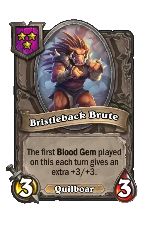 Card text: The first Blood Gem played on this each turn gives an extra +3/+3.