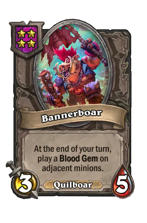 Card text: At the end of your turn, play a Blood Gem on adjacent minions.
