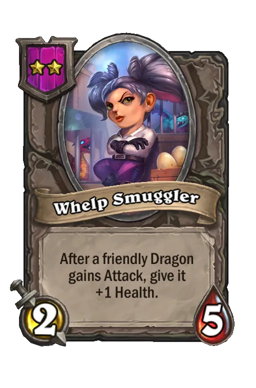 Card text: After a friendly Dragon gains Attack, give it +1 Health.