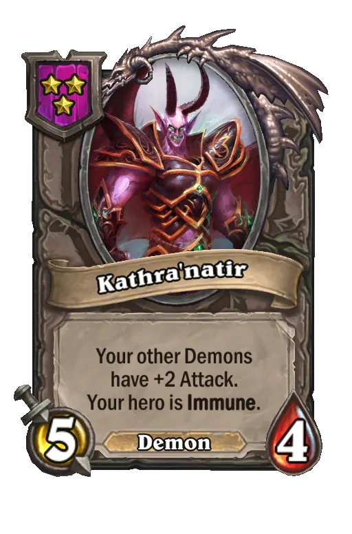 Card text: Your other Demons have +2 Attack. Your Hero is Immune.