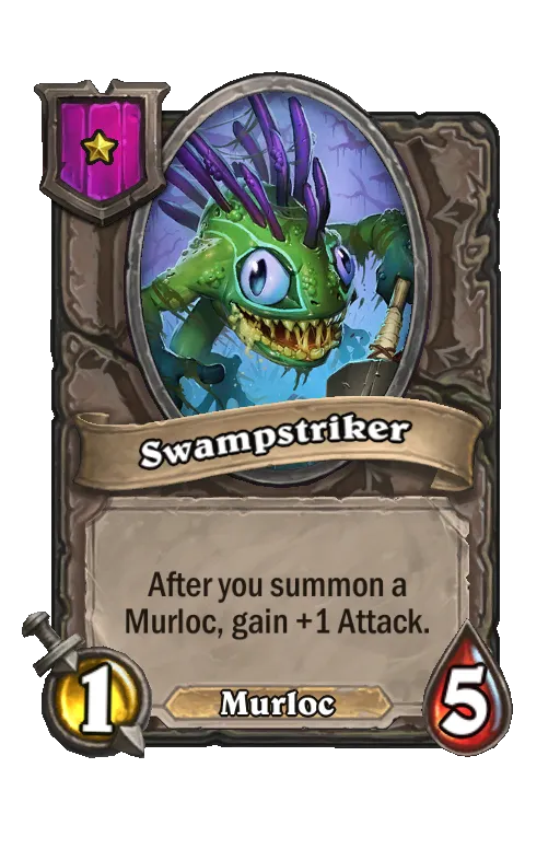 Card text: After you summon a Murloc, gain +1 Attack.