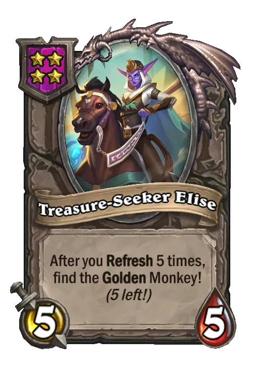 Card text: After you Refresh 5 times, find the Golden Monkey! (5 left) 