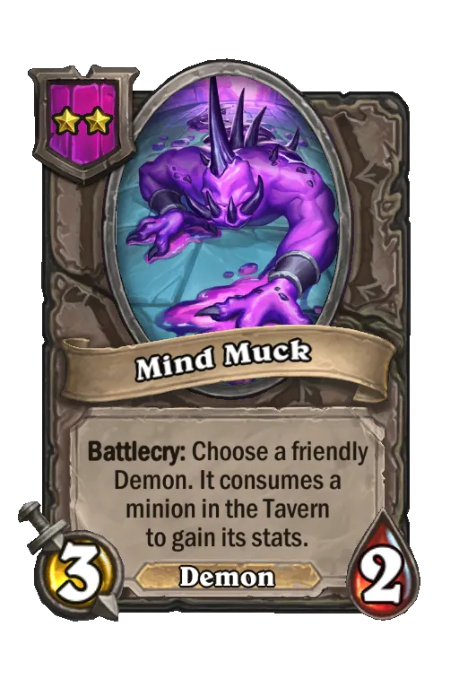 Card text: Battlecry: Choose a friendly Demon. It consumes a minion in Bob's Tavern to gain its stats.