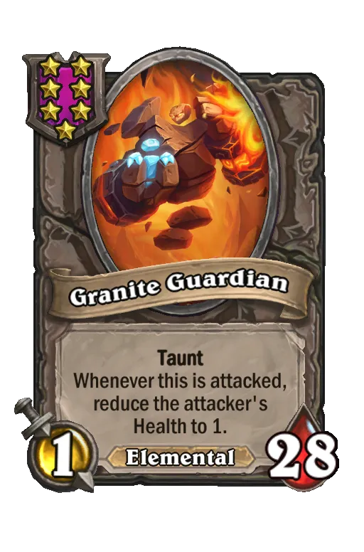 Card text: Taunt. Whenever this is attacked, reduce the attacker's Health to 1.