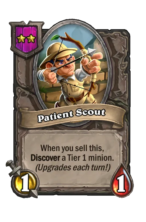 Card text: When you sell this, Discover a Tier 1 minion. (Upgrades each turn!)