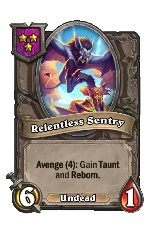 Card text: Avenge (4): Gain Taunt and Reborn.