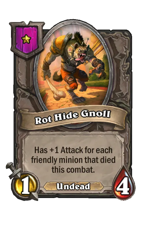 Card text: Has +1 Attack for each friendly minion that died this combat.