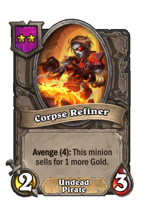 Card text: Avenge (4): This minion sells for 1 more Gold.