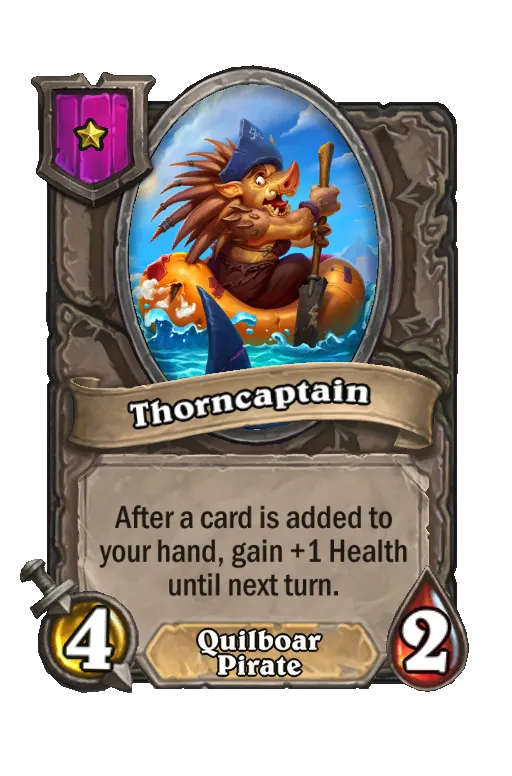 Card text: After a card is added to your hand, gain +1 Health until next turn.