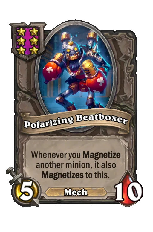 Card text: Whenever you Magnetize another minion, it also Magnetizes to this.