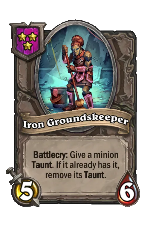 Card text: Battlecry: Give a minion Taunt. If it already has it, remove its Taunt.