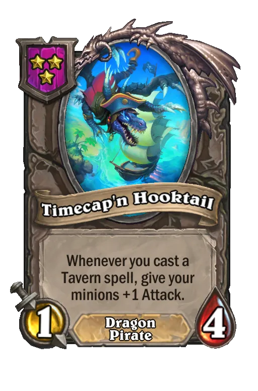 Card text: Whenever you cast a Tavern spell, give your minions +1 Attack.