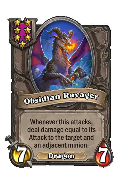 Card text: Whenever this attacks, deal damage equal to its Attack to the target and an adjacent minion.