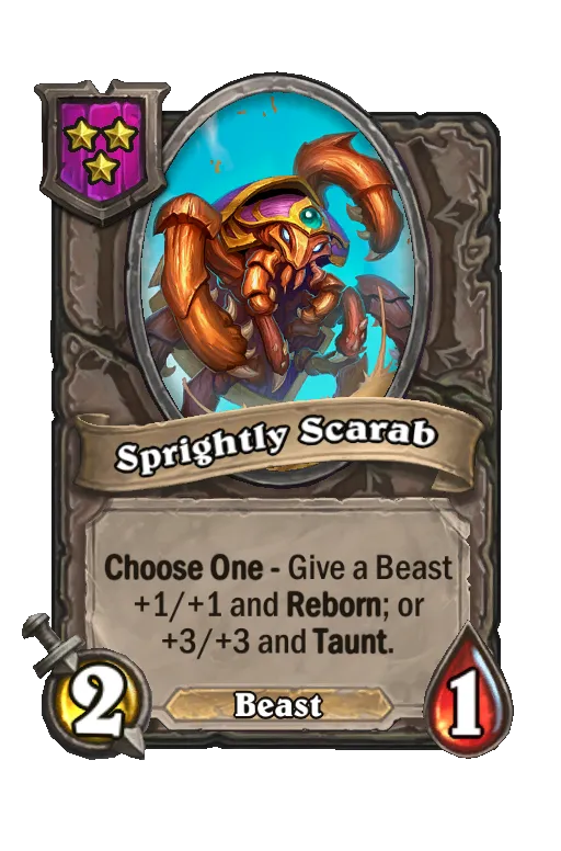 Card text: Choose One – Give a Beast +1/+1 and Reborn; or +3/+3 and Taunt.