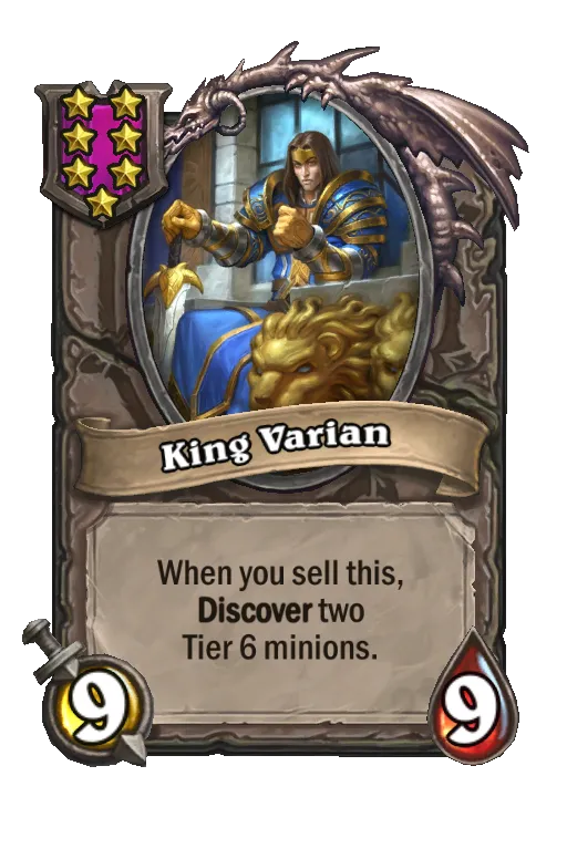 Card text: When you sell this, Discover two tier 6 minions.