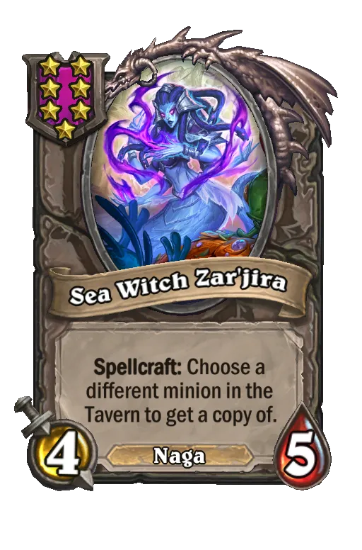 Card text: Spellcraft: Choose a different minion in the Tavern to get a copy of.
