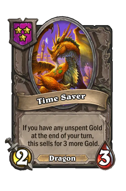 Card text: If you have any unspent Gold at the end of your turn, this sells for 3 more Gold.
