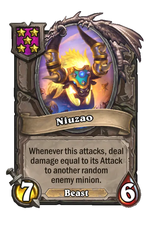 Card text: Whenever this attacks, deal damage equal to its Attack to another random enemy minion.