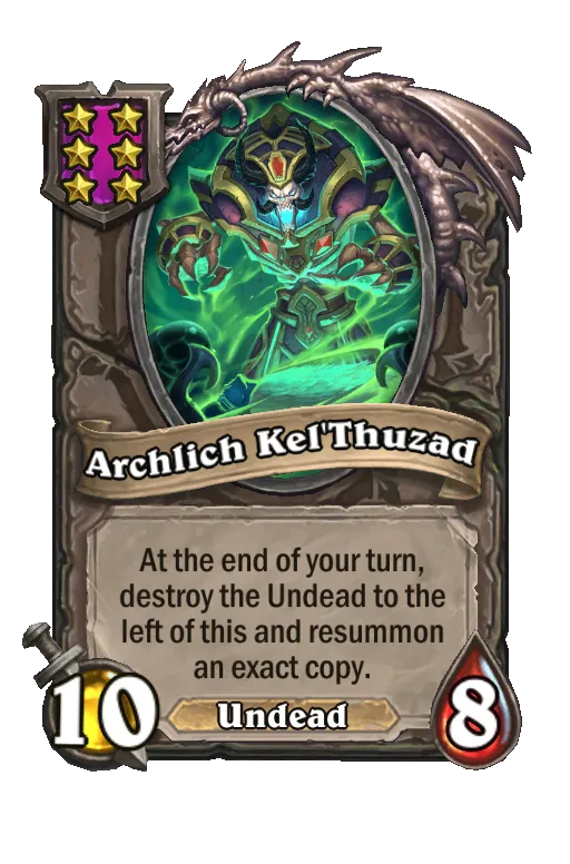 Card text: At the end of your turn, destroy the Undead to the left of this and resummon an exact copy.