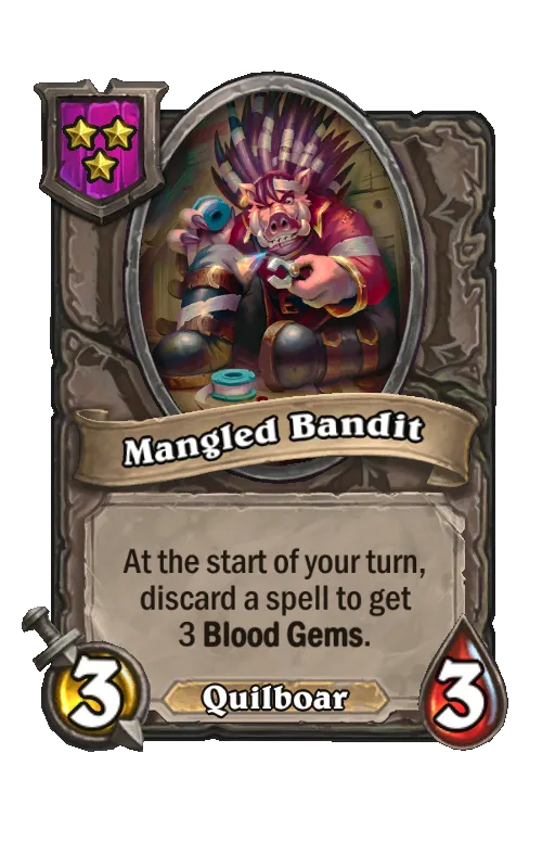Card text: At the start of your turn, discard a spell to get 3 Blood Gems. 