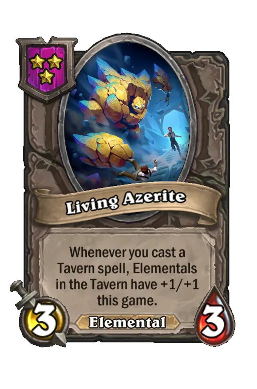 Card text: Whenever you cast a Tavern spell, Elementals in the Tavern have +1/+1 this game.