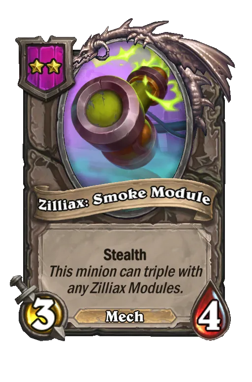 Card text: Stealth. This minion can triple with any Zilliax Modules.