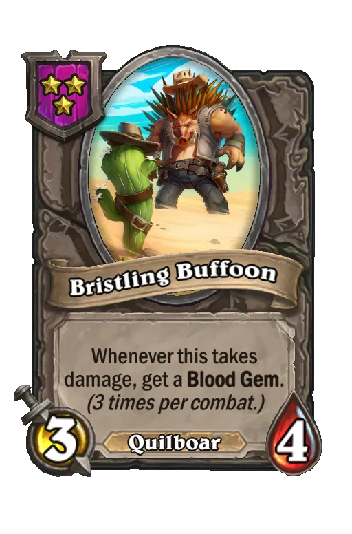 Card text: Whenever this takes damage, get a Blood Gem. (3 times per combat.) 