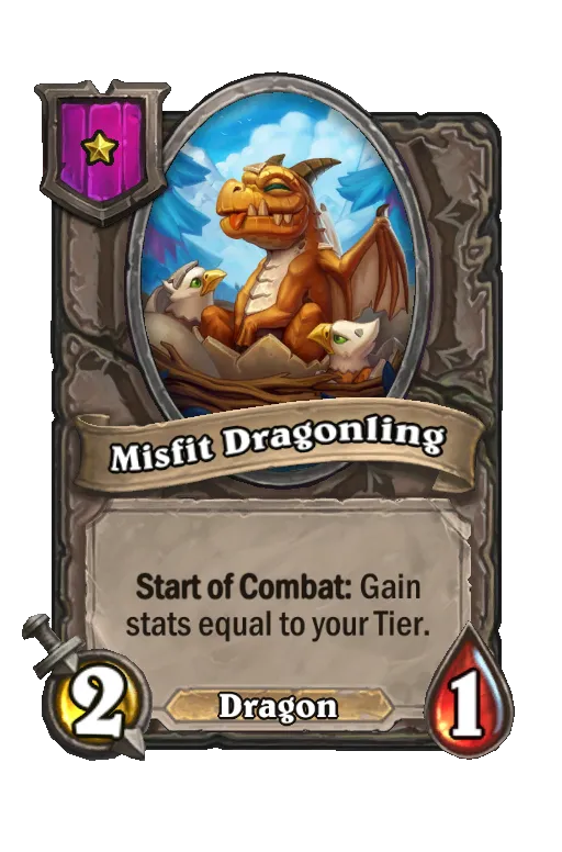 Card text: Start of Combat: Gain stats equal to your Tier.
