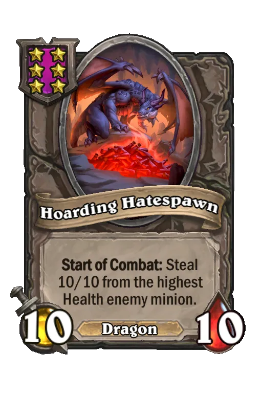 Card text: Start of Combat: Steal 10/10 from the highest Health enemy minion.