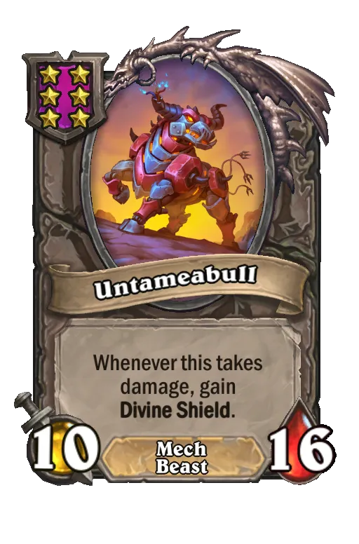 Card text: Whenever this takes damage, gain Divine Shield.