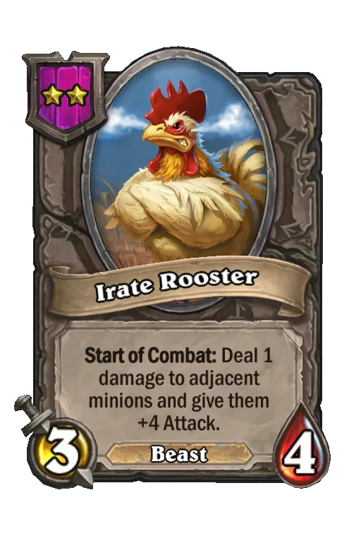 Card text: Start of Combat: Deal 1 damage to adjacent minions and give them +4 Attack.