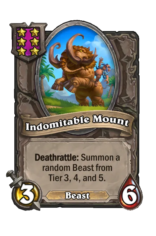 Card text: Deathrattle: Summon a random Beast from Tier 3, 4, and 5.