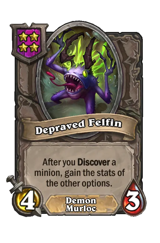 Card text: After you Discover a minion, gain the stats of the other options.