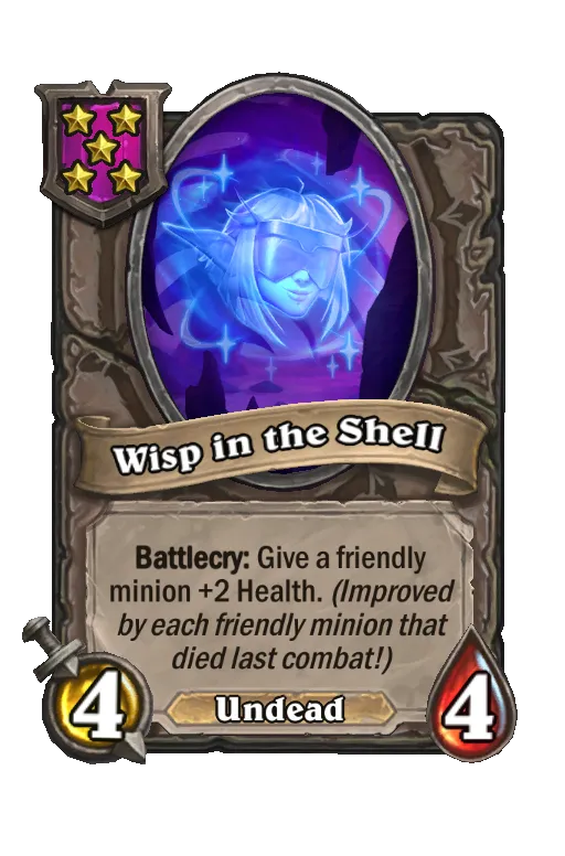 Card text: Battlecry: Give a friendly minion +2 Health. (Improved by each friendly minion that died last combat!)