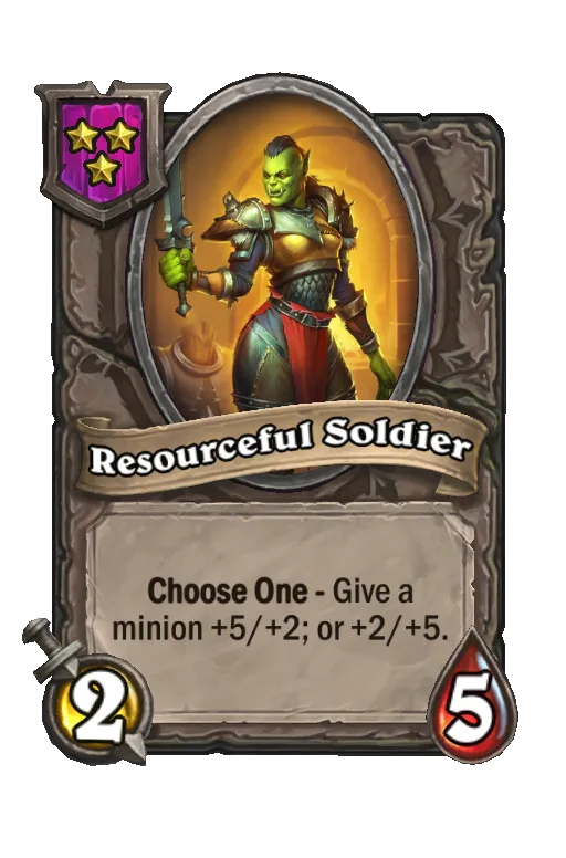 Card text: Choose One - Give a minion +5/+2; or +2/+5.