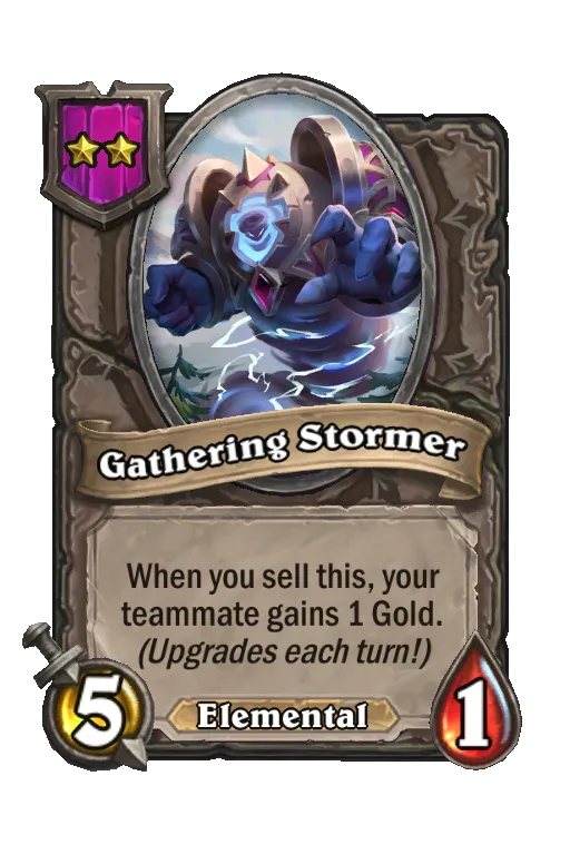 Card text: When you sell this, your teammate gains 1 Gold. (Upgrades each turn!)