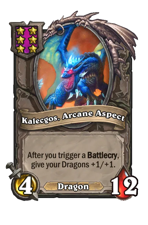 Card text: After you trigger a Battlecry, give your Dragons +1/+1.