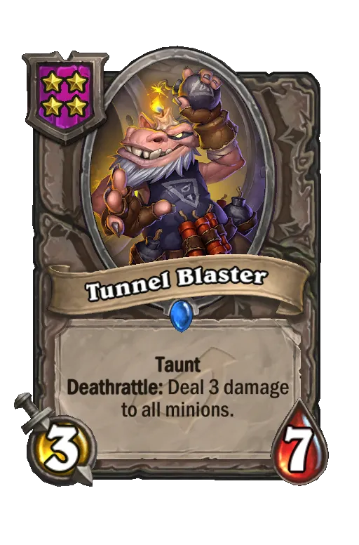 Card text: Taunt. Deathrattle: Deal 3 damage to all minions.