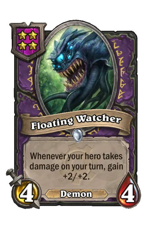 Card text: Whenever your hero takes damage on your turn, gain +2/+2.