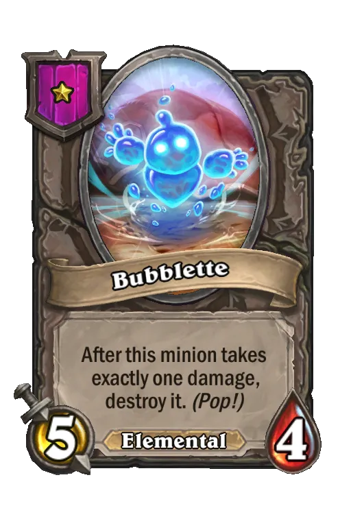 Card text: After this minion takes exactly one damage, destroy it. (Pop!)