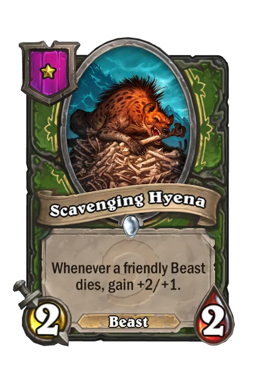 Card text: Whenever a friendly Beast dies, gain +2/+1.