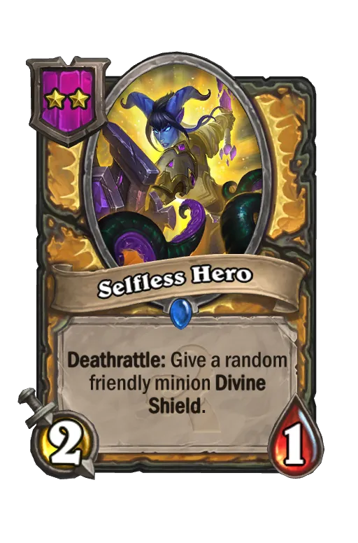 Card text: Deathrattle: Give a random friendly minion Divine Shield.