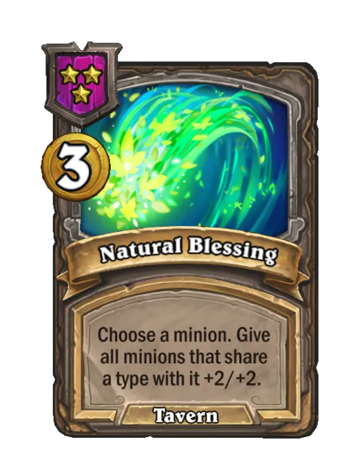 Natural Blessing: Choose a minion. Give all minions that share a type with it +2/+2.