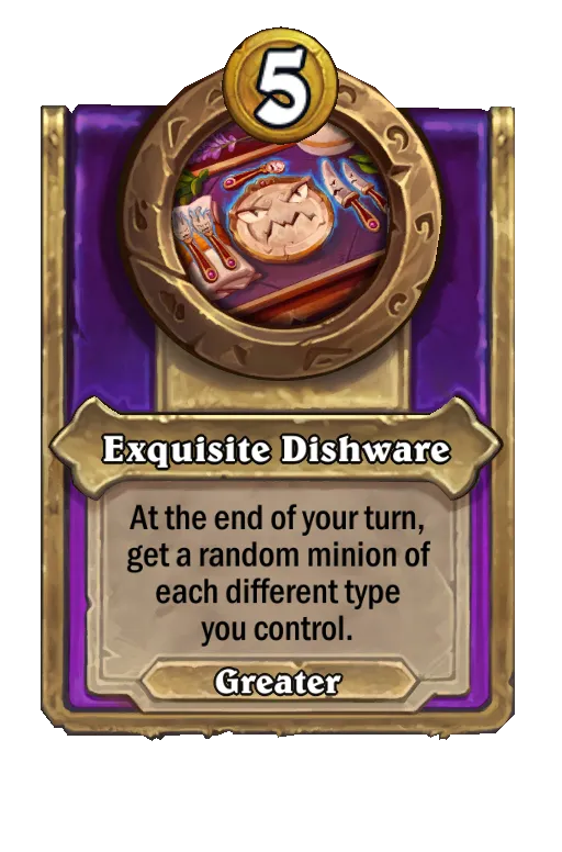 At the end of each turn, get a random minion of each different type you control.