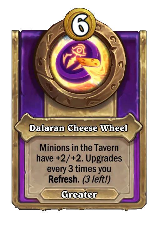 Minions in the Tavern have +2/+2. Upgrades every 5 times you Refresh.