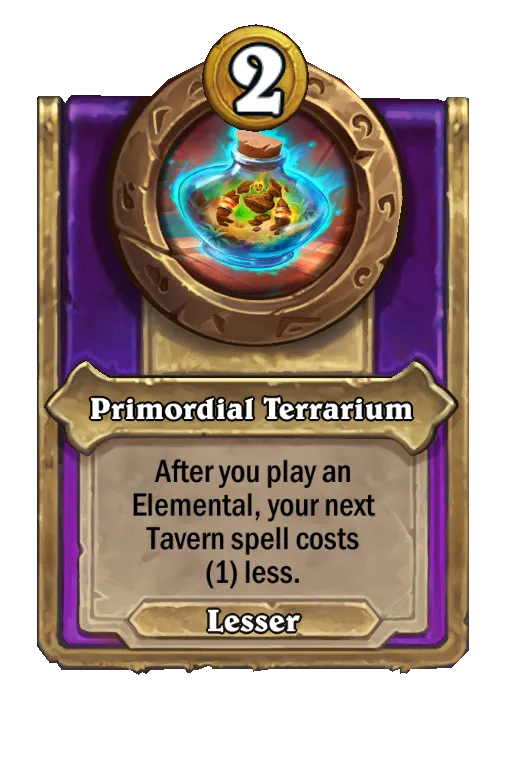 After you play an Elemental, your next Tavern spell costs (1) less.