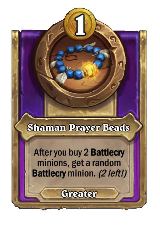 After you buy 2 Battlecry minions, get a random Battlecry minion.